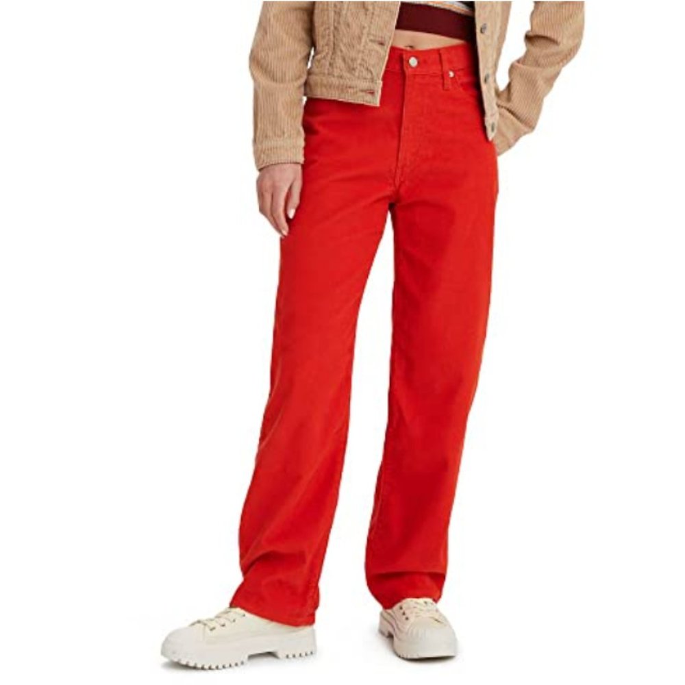 NWT Levi’s  Jeans ‘94 Baggy in Valiant Poppy orange / red Corduroy 25X 31